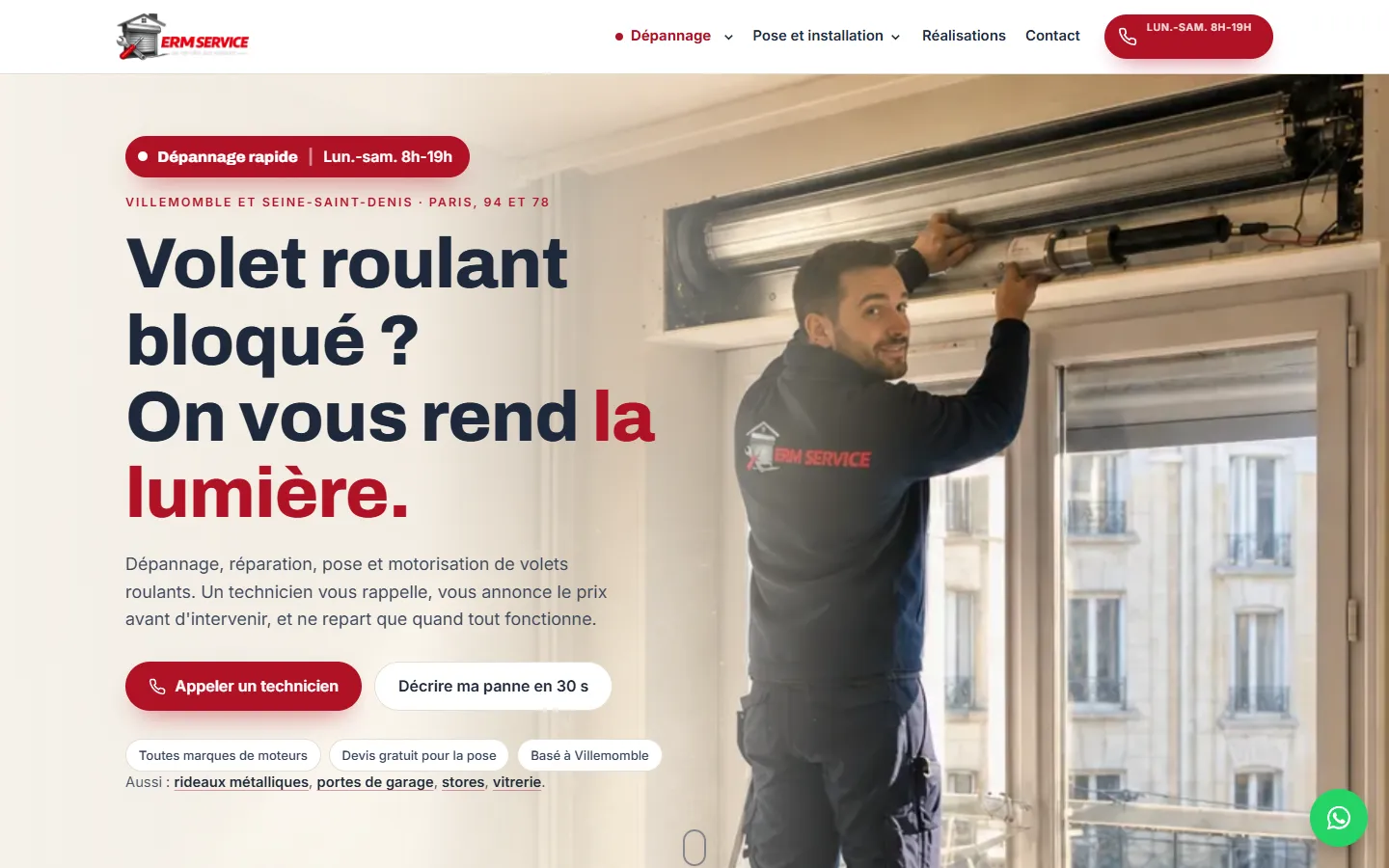 Nouveau site : le problème du client en titre, horaires et bouton d'appel visibles